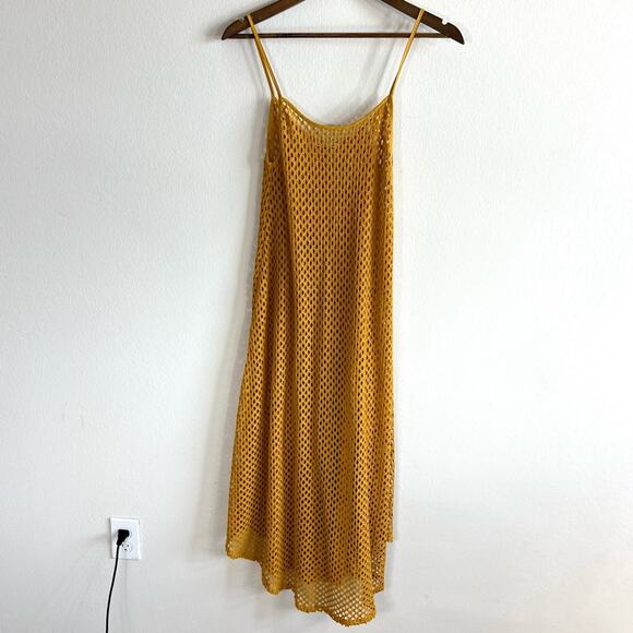 Zara mustard yellow crochet net midi coverup dress - Picture 7 of 12